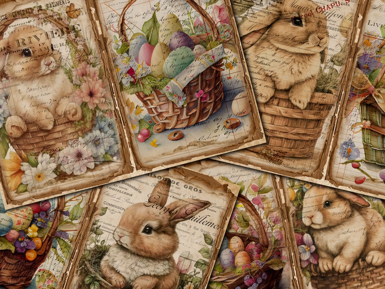 Vintage Easter Bunny Junk Journal Pages, Ephemera Kit (digital Download ...