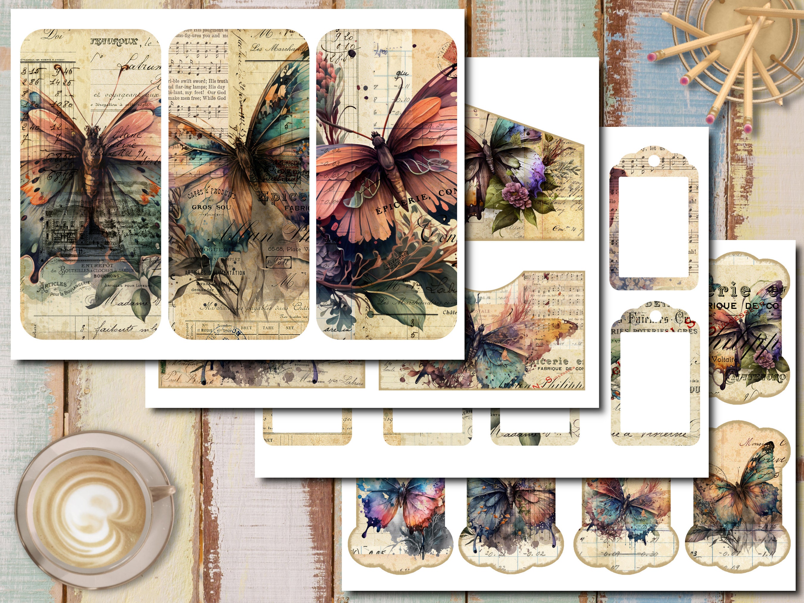 Butterfly Junk Journal Ephemera ADDON Kit: Vintage Printable Pages ...