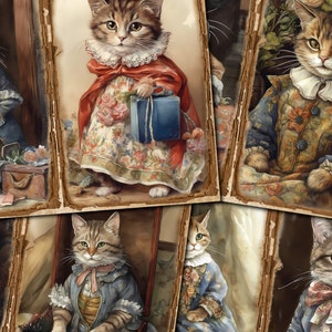 Victorian Cats Junk Journal Pages: Vintage Kitten Digi Kit (Digital Download)