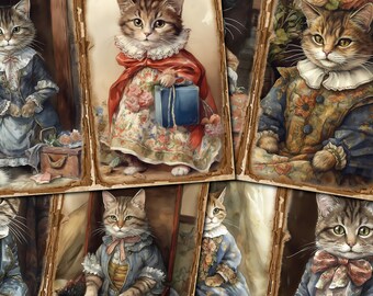 Victorian Cats Junk Journal Pages: Vintage Kitten Digi Kit (Digital Download)