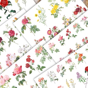 Floral Junk Journal Kit: Fussy Cut Flower Ephemera (Digital Download)