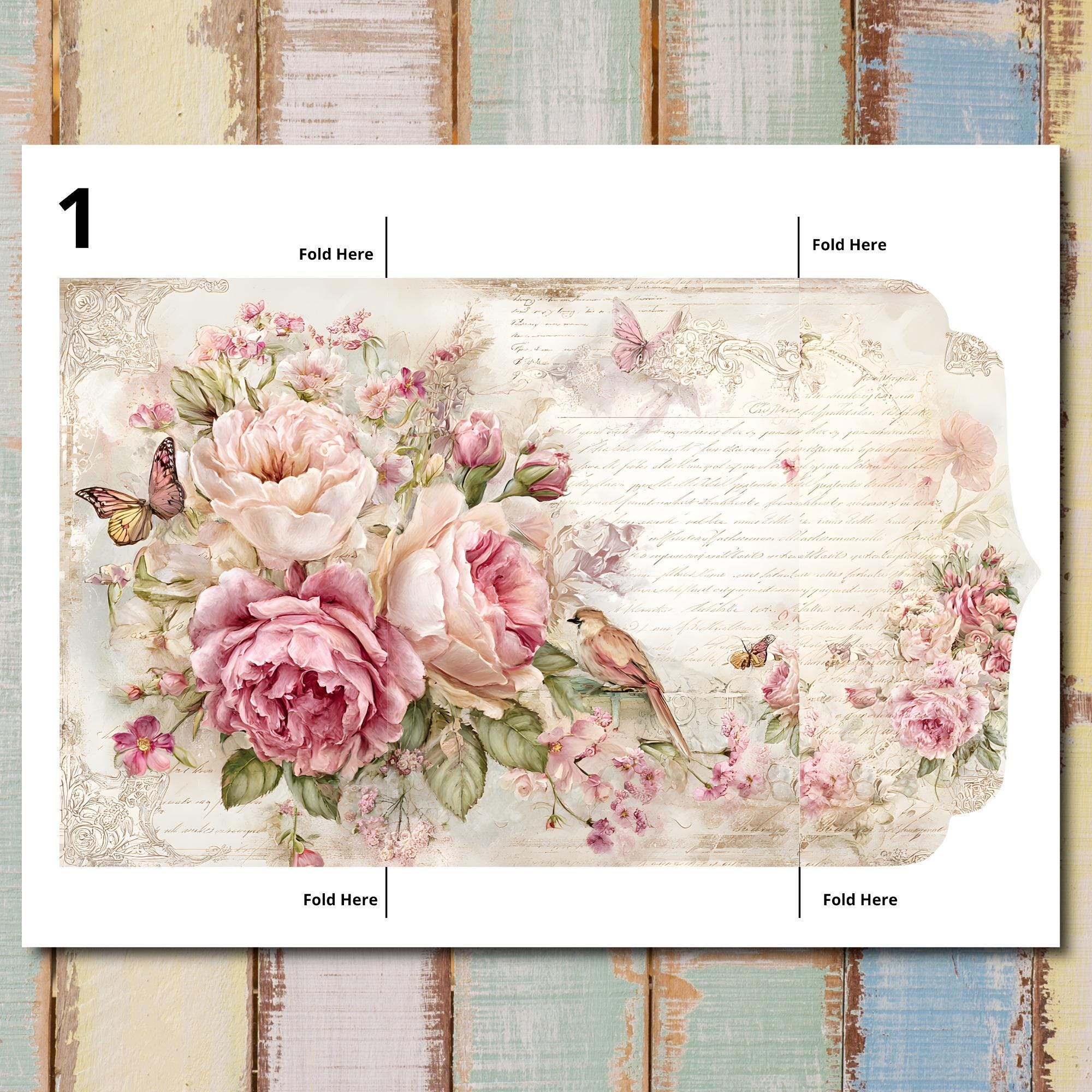 Romantic Roses Junk Journal Printable Folding Folio Craft Kit (digital ...