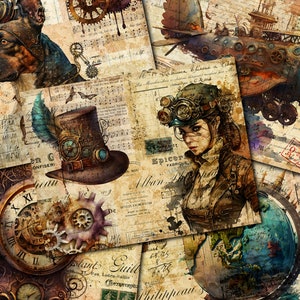 Kit digitale Steampunk Junk Journal – Pagine stampabili vintage
