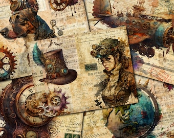 DIGITAL Steampunk Junk Journal Kit – Vintage Printable Pages