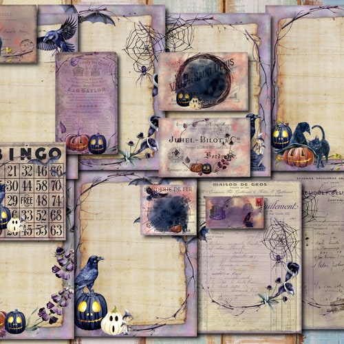 Halloween Junk Journal Kit Printable Halloween Ephemera - Etsy