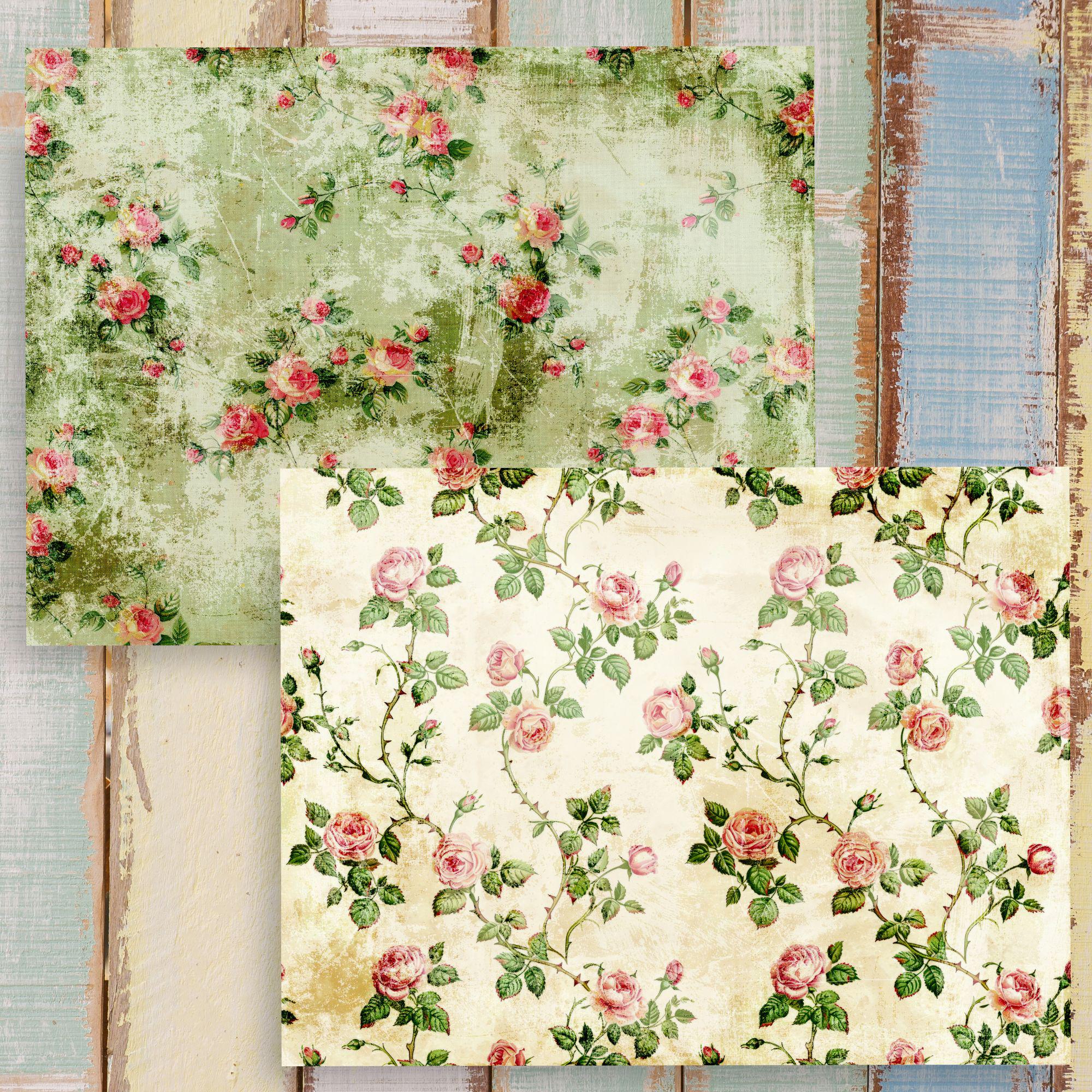 Antique Shabby Chic Roses Junk Journal Papers – 12 Grunge Digital ...