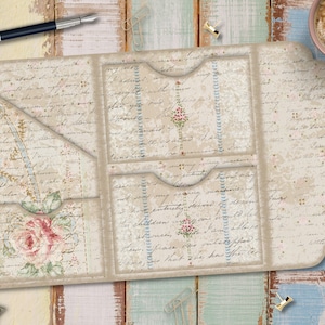 Junk Journal Floral Folding Folio, Collage Sheets, Ephemera, Loaded Folder, Craft Kit, Scrapbook, Digital Download - FA198