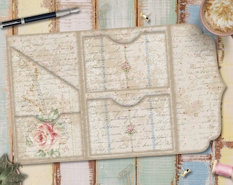 Floral Junk Journal Folio: Printable Collage Kit (Digital Download) - FA198