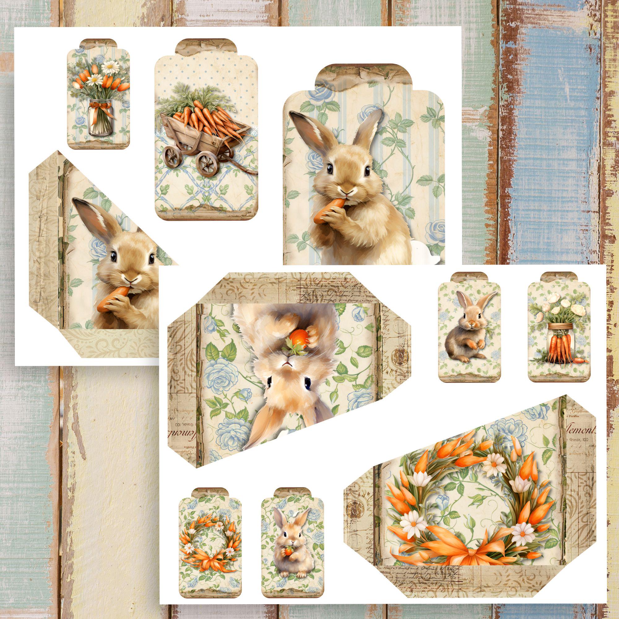 Easter Junk Journal Ephemera: Vintage Bunny Tags, Cards (digital ...