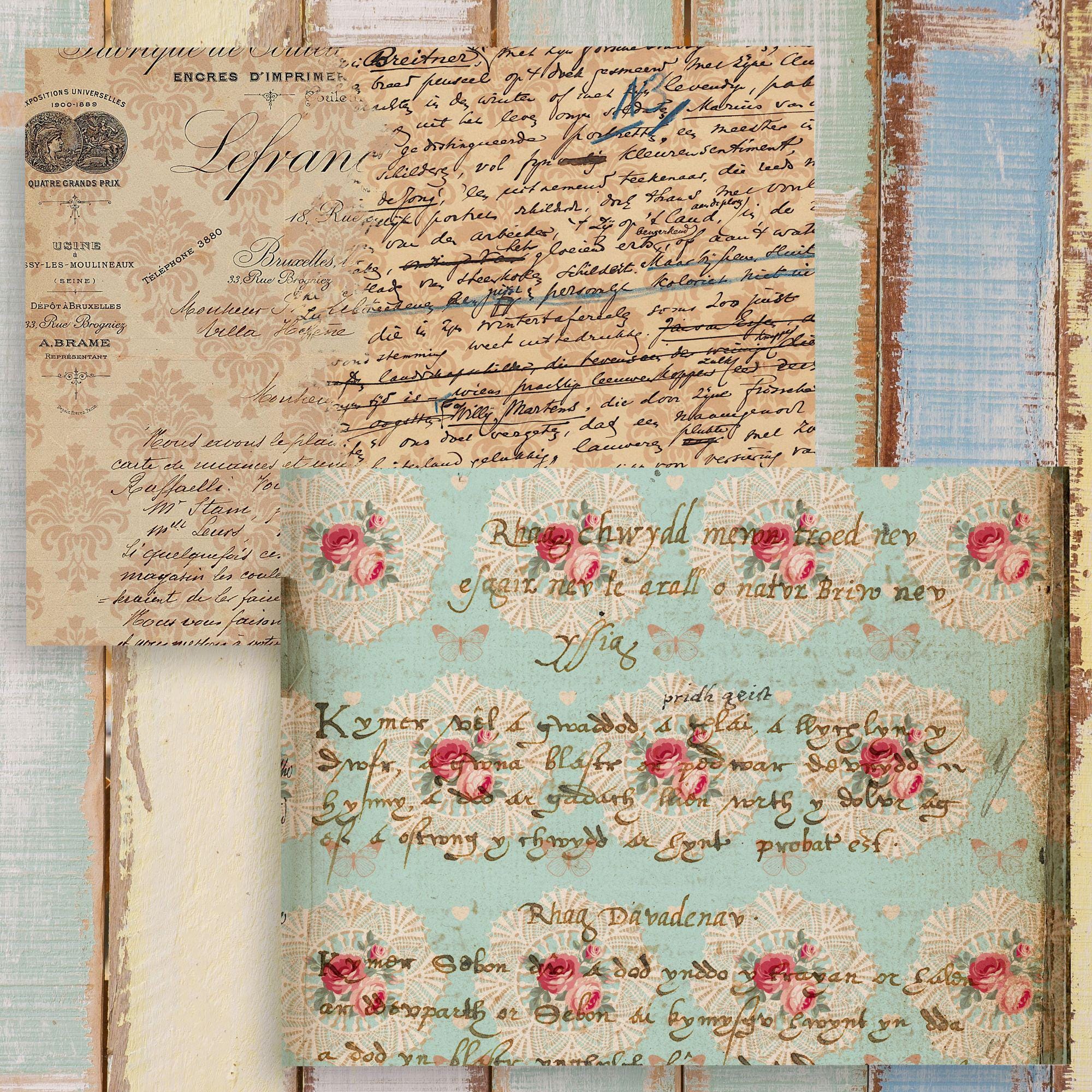 Shabby Chic Rose Digital Paper: Vintage Floral Scrapbook Backgrounds ...