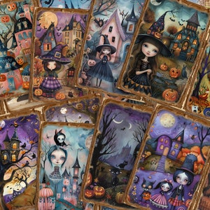 Junk Journal Kit, Whimsical Halloween Junk Journal Pages - Enchanted Halloween Printable Ephemera - Magical Journal Inserts - Set 5