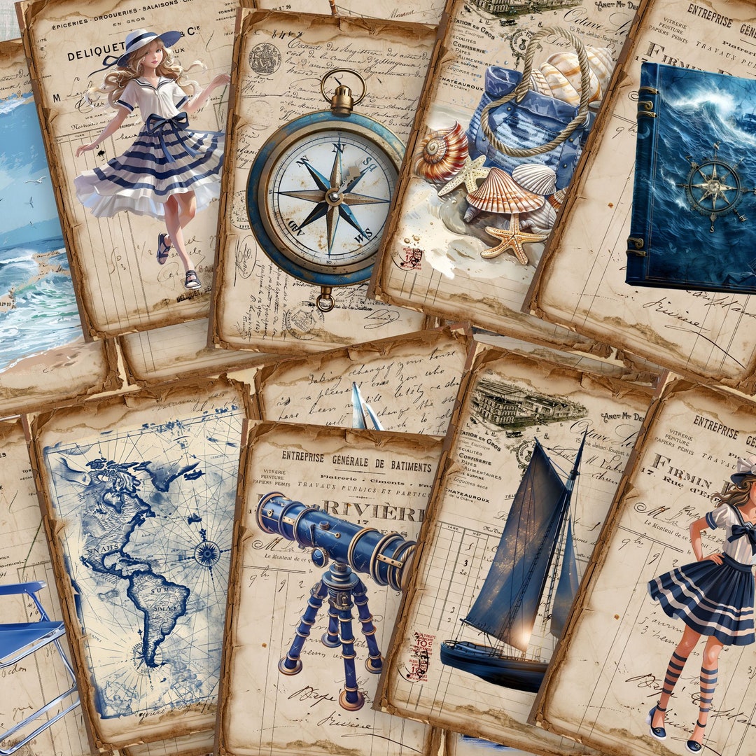 Nautical Junk Journal Kit, Ocean Theme Ephemera (digital Download) - Etsy