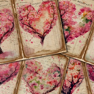 Junk Journal Kit, Cherry Blossom Junk Journal Kit - Vintage Printable Flower Pages