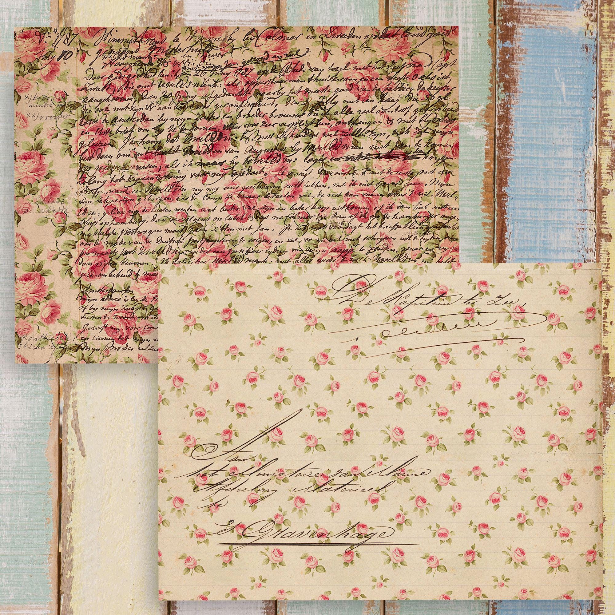 Shabby Chic Rose Digital Paper: Vintage Floral Scrapbook Backgrounds ...