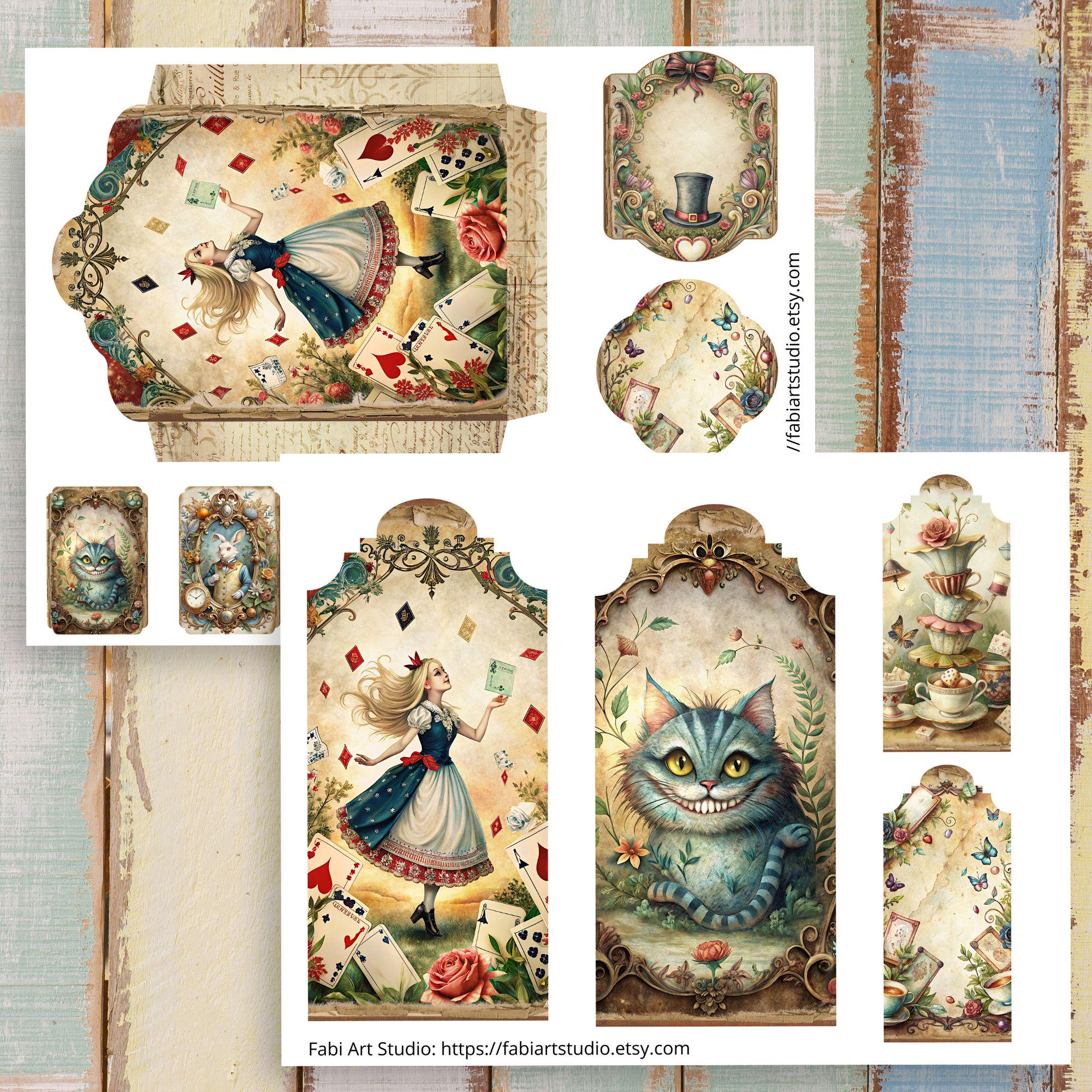 Alice in Wonderland Junk Journal Add-on Kit 1 | Printable Ephemera for ...