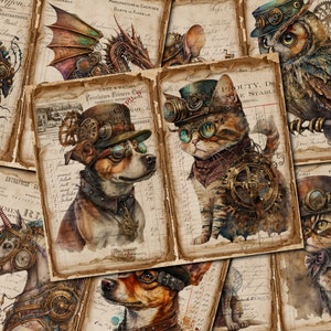 Junk Journal Printable, Steampunk Tiere, Vintage Journal Seiten, Steampunk Tiere, Junk Journal Digi Kit, Printable Journal
