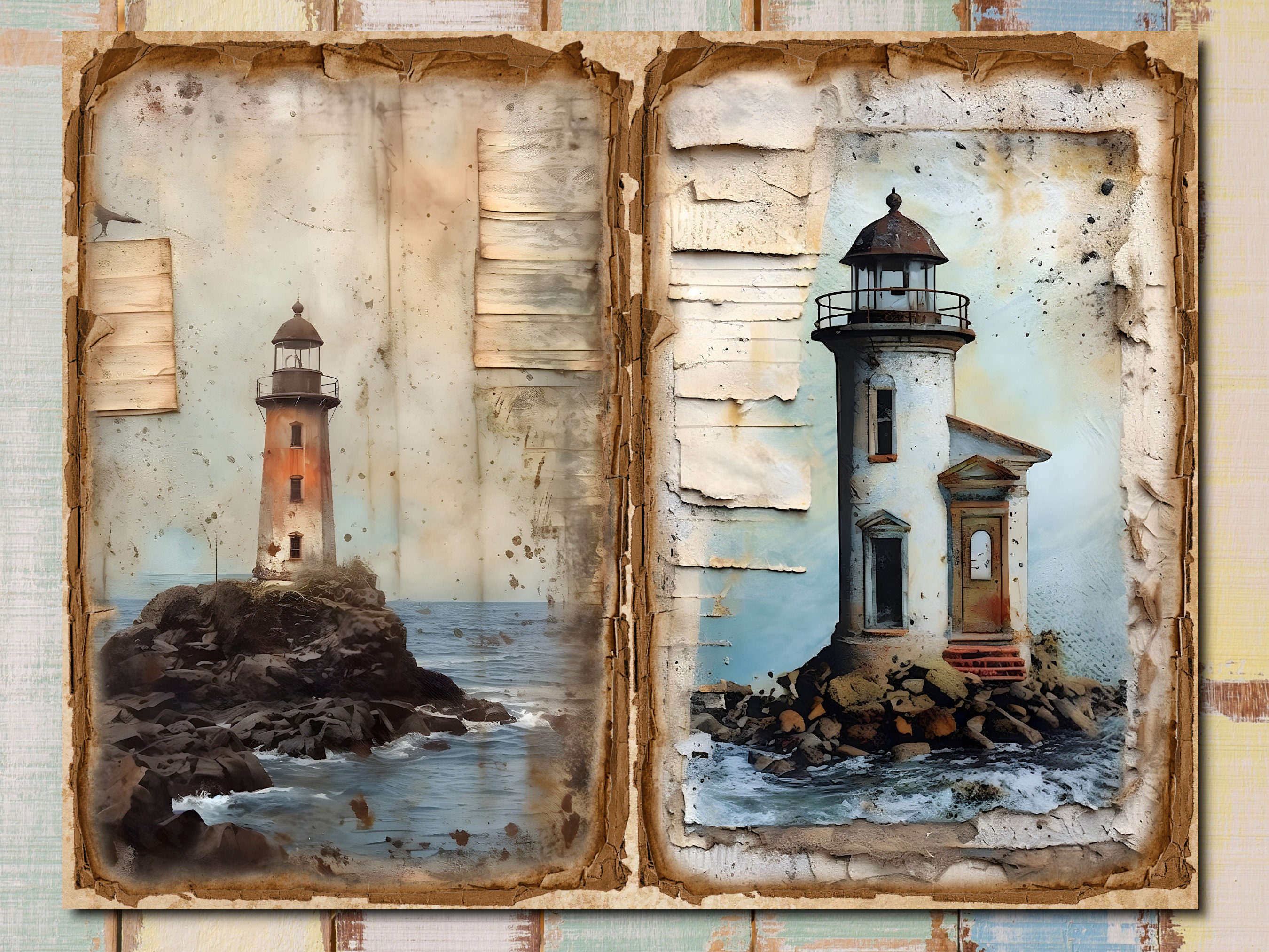 Lighthouse Junk Journal Printable: Vintage Double Pages (digital ...