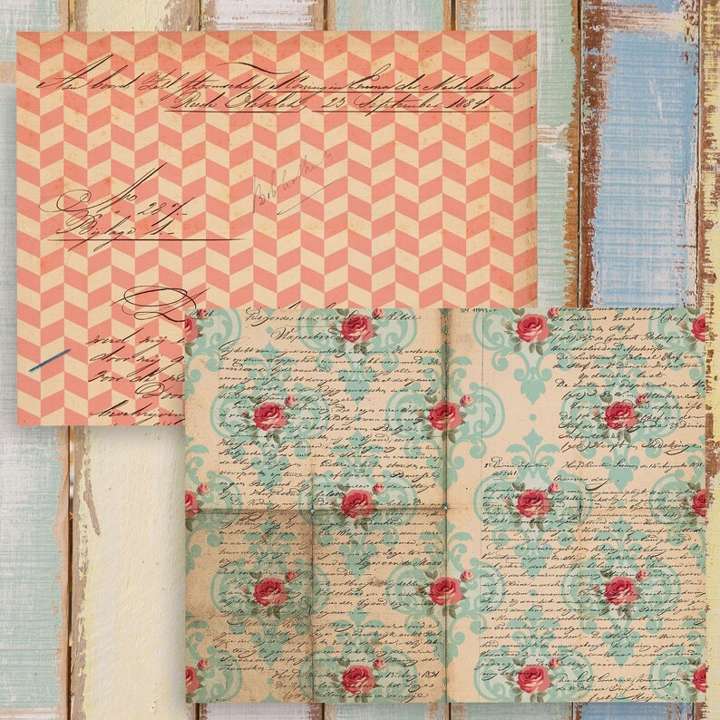Shabby Chic Rose Digital Paper: Vintage Floral Scrapbook Backgrounds ...