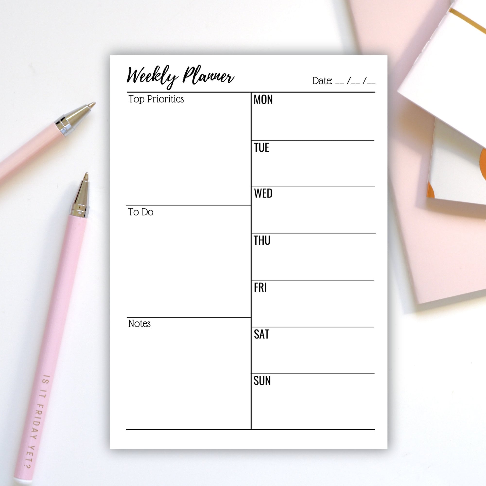 Minimalist Weekly Planner Weekly Schedule Weekly Agenda | Etsy