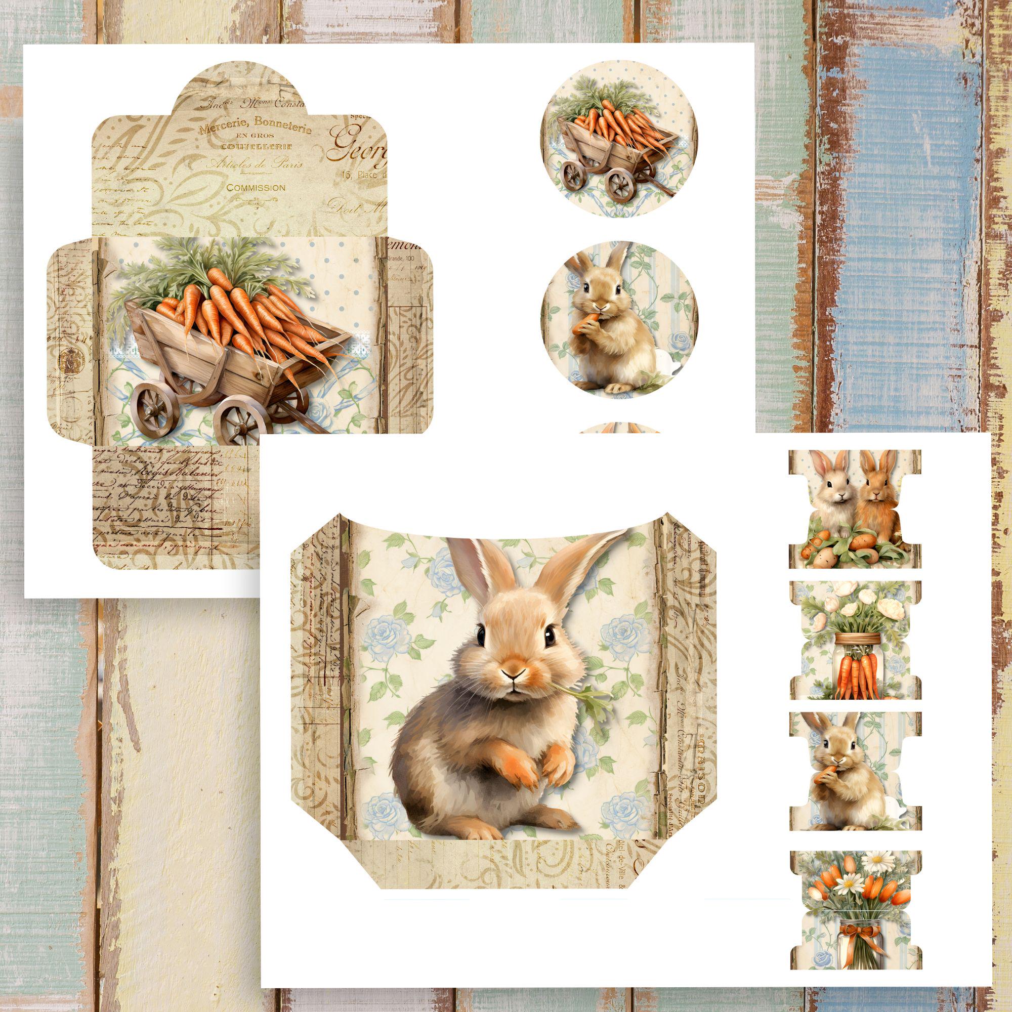 Easter Junk Journal Ephemera: Vintage Bunny Tags, Cards (digital ...