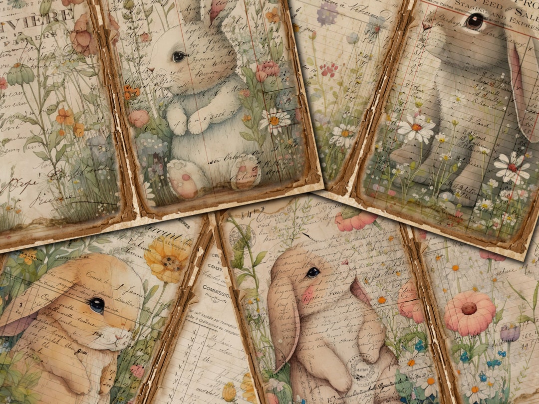 Easter Bunny Junk Journal Pages, Vintage Ephemera (digital Download) - Etsy
