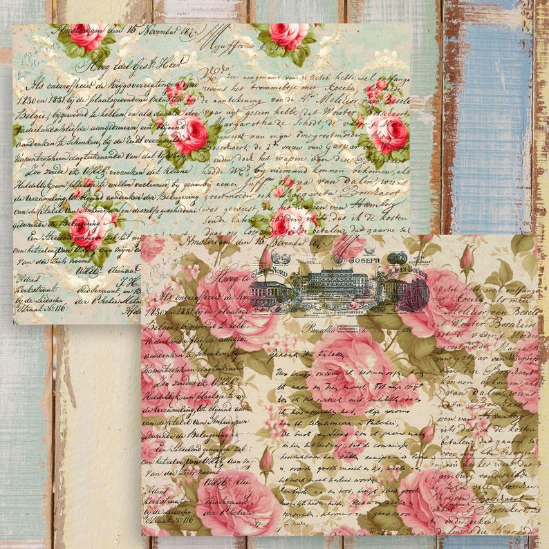 Shabby Chic Rose Digital Paper Pack: Vintage Floral Backgrounds ...
