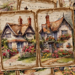 DIGITAL English Cottage House Junk Journal – Double Pages & Printable Kit - FA127