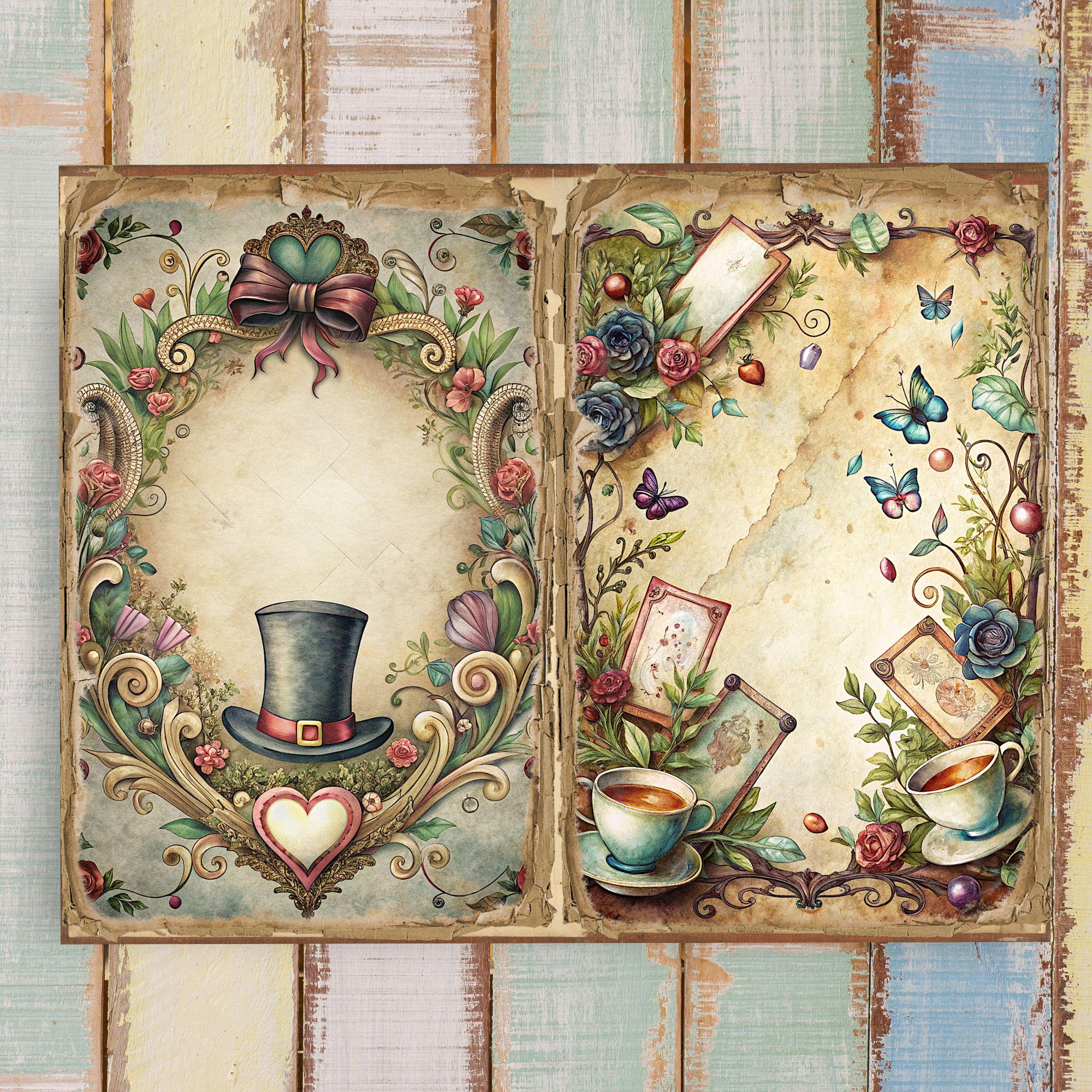 Alice in Wonderland Junk Journal Kit: Vintage Printable Pages (digital ...