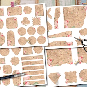 Shabby Roses Junk Journal Kit: Vintage Ephemera, Collage Sheets (Digital Download)