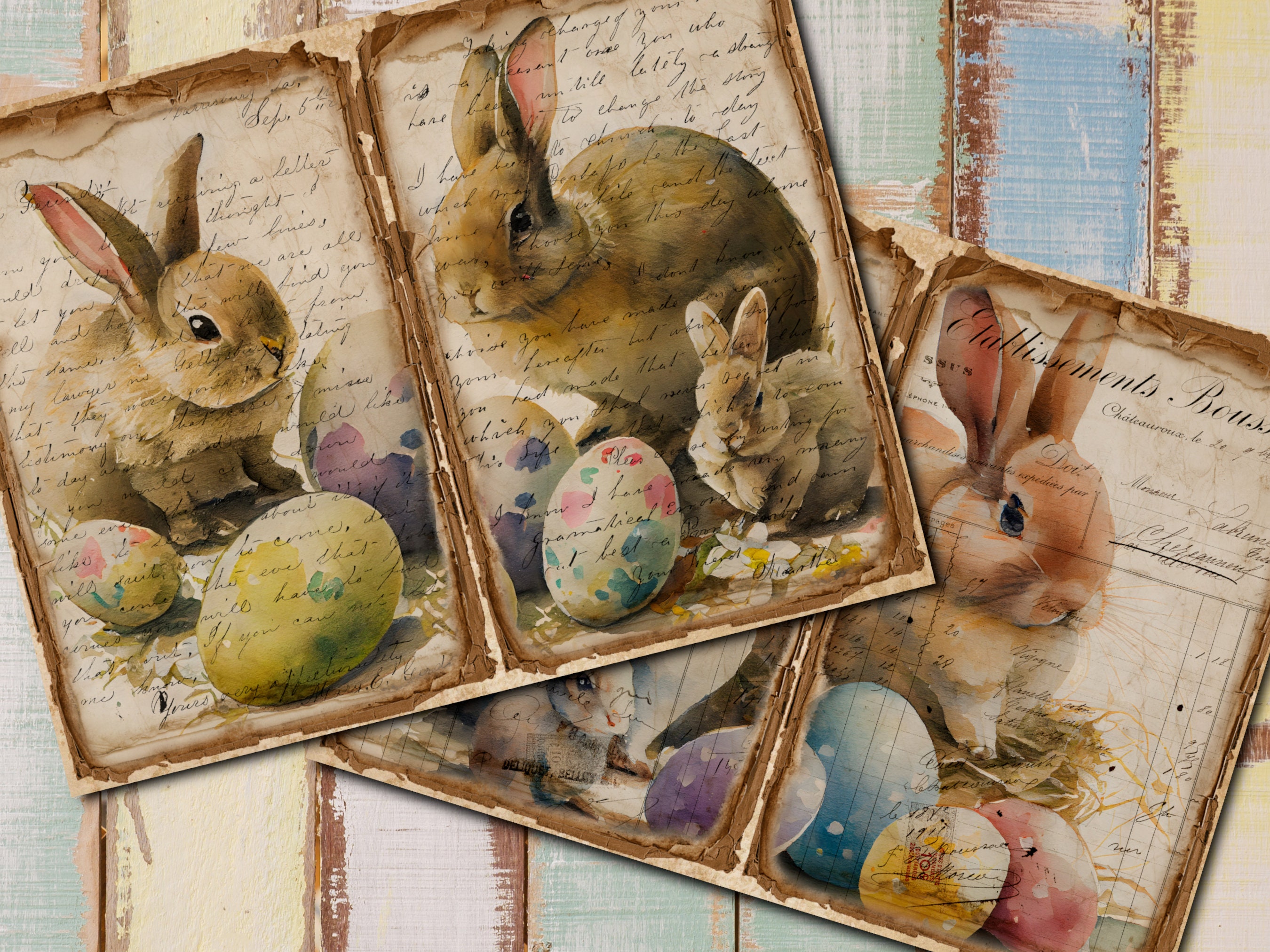 Vintage Easter Bunny Junk Journal Kit, Retro Printable Pages (digital ...