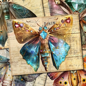 Junk Journal Printable, Aquarell Königliche Motte, Vintage Journal Papiere, Königliche Motte Junk Journal , Junk Journal Digi Kit, Königliche Motte Journal