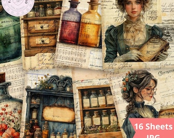 Apothecary Junk Journal Printable Folding Folio Craft Kit (digital ...