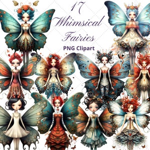 Clipart de fadas caprichosas, Pacote de clipart de fadas, Álbum de recortes, Fadas PNG, Diário de sucata, Scrapbooking, Criação de cartões, Artesanato em papel