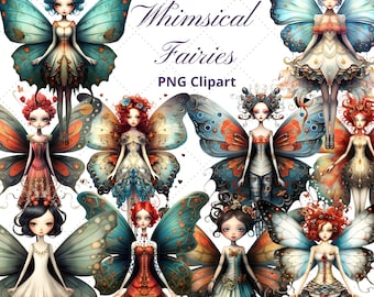 Pacote de Clipart de Fadas em Aquarela: Gráficos PNG Fantásticos (Download Digital)