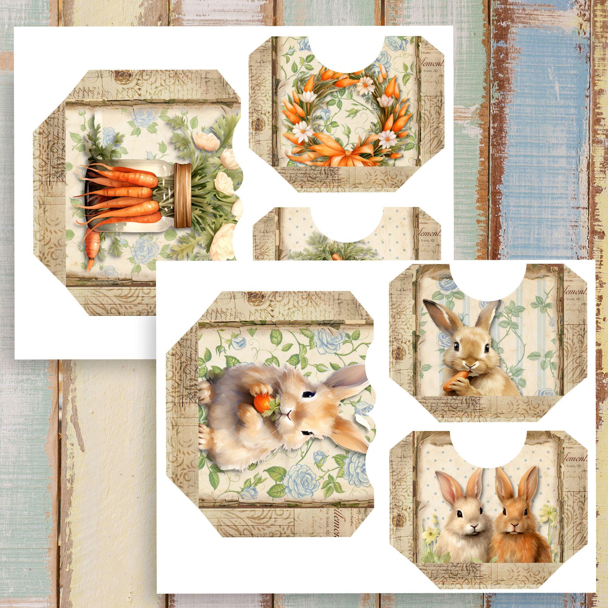 Easter Junk Journal Ephemera: Vintage Bunny Tags, Cards (digital ...