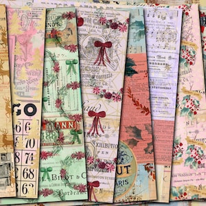 Christmas Junk Journal Paper: Vintage Ephemera Digi Kit (Digital Download)