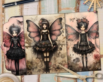 Gothic Fairy Junk Journal: Printable Folding Folio Kit (Digital Download)
