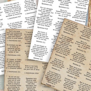 Junk Journal Kit, inspirerende bijbelcitaten voor Junk Journal | Afdrukbare christelijke woorden | Collage Ephemera-pakket 1