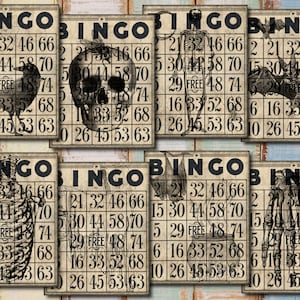 Kit de journal indésirable, cartes de bingo d'Halloween, kit éphémères de journal indésirable, imprimable numérique Halloween, fournitures pour journal gothique, Halloween gothique