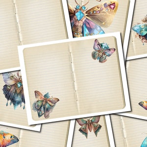 Royal Moth gevoerde ongewenste dagboekpagina's, gelinieerde dagboekpagina's, nachtvlinder ongewenste dagboek, ongewenste dagboek Digi Kit, vintage afdrukbare dagboek