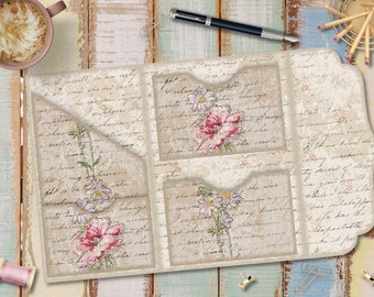 Floral Junk Journal Kit: Printable Collage Ephemera (Digital Download)
