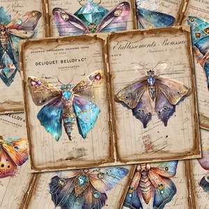 Junk Journal Printable, Aquarell Royal Moth, Vintage Journal Seiten, Royal Moth Junk Journal, Junk Journal Digi Kit, Printable Journal