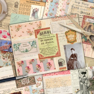 Kit imprimible para diario basura, papel digital para diario basura, papel de collage efímero - Paquete de papel - Papeles de collage digitales - Masterboard