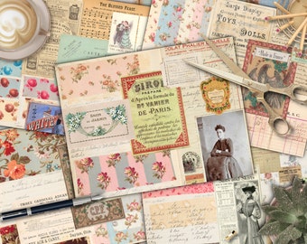 Vintage Ephemera Junk Journal Kit: Collage Paper Pack (Digital Download)