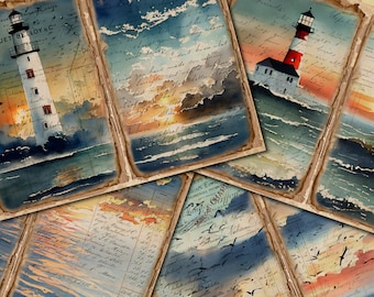 Dawn on the Sea Junk Journal Pages: Vintage Ephemera (Digital Download)