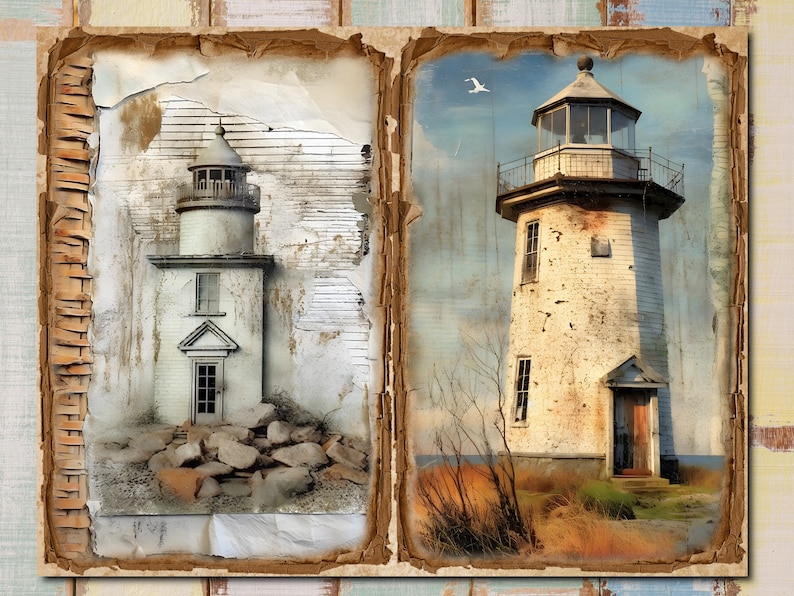 Lighthouse Junk Journal Printable: Vintage Double Pages (digital ...