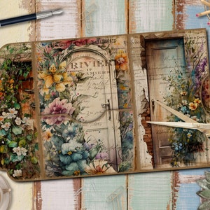 Türen Falten Junk Journal Printable - Collage Sheets, Ephemera, Tags, Karten, Postkarten & geladener Ordner Design für Junk Journaling
