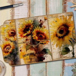Kit de diario basura, diario basura plegable con diseño de girasol, hojas de collage, efímeras, carpeta con compartimentos, diseño de folio plegable para diario basura