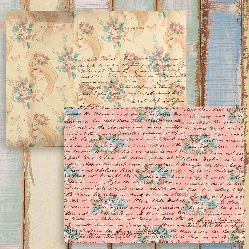 Vintage Rose Digital Paper Pack – Romantic Shabby Floral Backgrounds ...