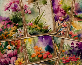 Flower Garden Junk Journal Pages: Vintage Ephemera (Digital Download) - FA343